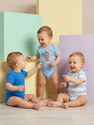 Sinsay - Bawełniane body 3 pack - błękitny