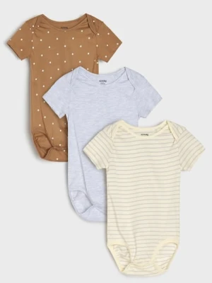 Sinsay - Bawełniane body 3 pack - kremowy
