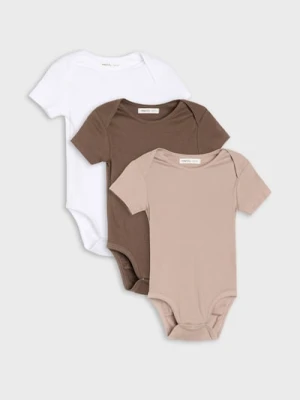 Sinsay - Bawełniane body 3 pack - kremowy