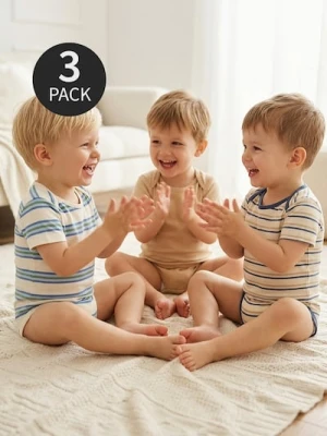 Sinsay - Bawełniane body 3 pack - kremowy