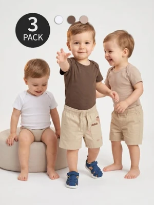 Sinsay - Bawełniane body 3 pack - kremowy