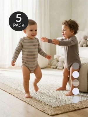 Sinsay - Bawełniane body 5 pack - biały