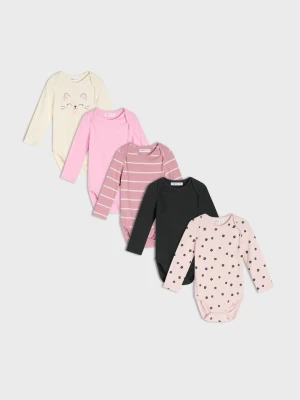 Sinsay - Bawełniane body 5 pack - kremowy