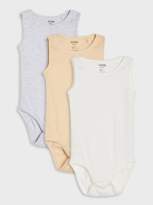 Sinsay - Bawełniane body bez rękawów 3 pack - kremowy