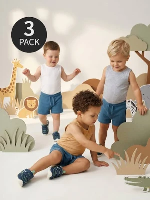 Sinsay - Bawełniane body bez rękawów 3 pack - kremowy