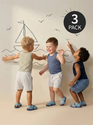 Sinsay - Bawełniane body bez rękawów 3 pack - kremowy
