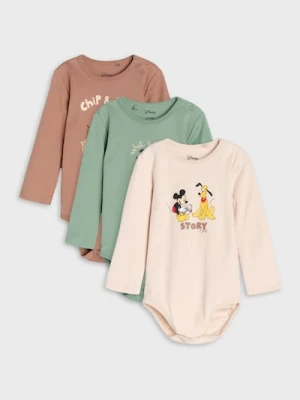 Sinsay - Bawełniane body Disney 3 pack - beżowy