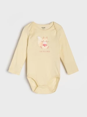 Sinsay - Bawełniane body - kremowy