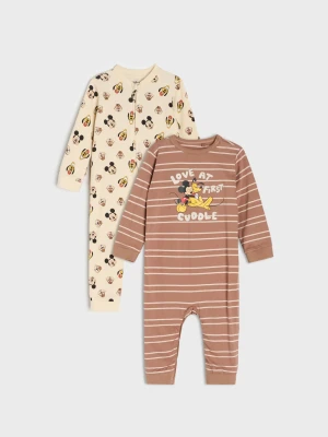 Sinsay - Bawełniane body Mickey Mouse 2 pack - brązowy