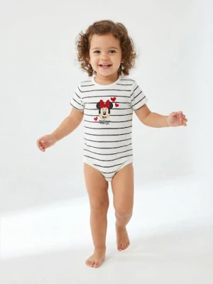 Sinsay - Bawełniane body Minnie Mouse - kremowy