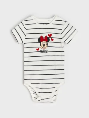 Sinsay - Bawełniane body Minnie Mouse - kremowy