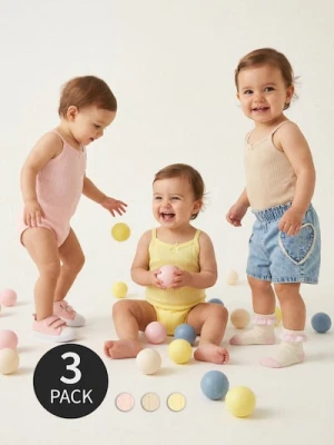 Sinsay - Bawełniane body na ramiączkach 3 pack - różowy