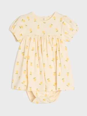 Sinsay - Bawełniane body sukienkowe z motywem cytryn - kremowy