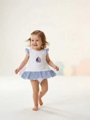 Sinsay - Bawełniane body sukienkowe z motywem żaglówki - biały