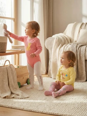 Sinsay - Bawełniane body z długim rękawem 2 pack - żółty