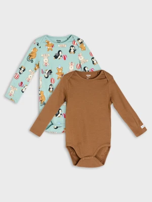 Sinsay - Bawełniane body z długim rękawem z motywem zwierząt 2 pack - zielony