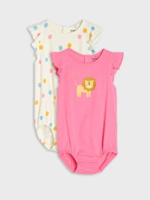 Sinsay - Bawełniane body z falbanami 2 pack - kremowy