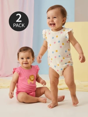 Sinsay - Bawełniane body z falbanami 2 pack - kremowy