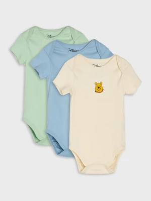 Sinsay - Bawełniane body z haftem 3 pack Disney - niebieski