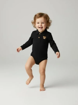 Sinsay - Bawełniane body z kołnierzem - czarny