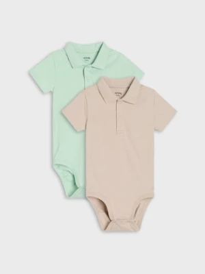 Sinsay - Bawełniane body z kołnierzykiem - zielony