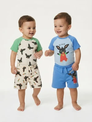 Sinsay - Bawełniane body z krótkim rękawem 2 pack Bing - kremowy