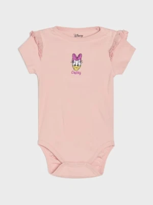 Sinsay - Bawełniane body z krótkim rękawem Daisy - różowy