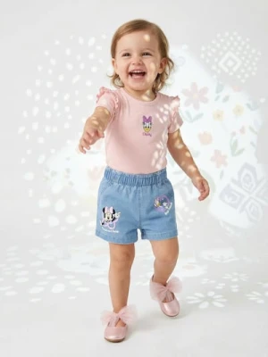 Sinsay - Bawełniane body z krótkim rękawem Daisy - różowy