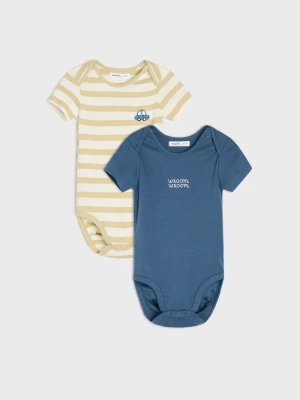 Sinsay - Bawełniane body z krótkim rękawem i motywem samochodu 2 pack - wielobarwny