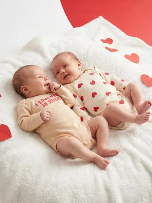 Sinsay - Bawełniane body z miękkiej dzianiny 2 pack - kremowy