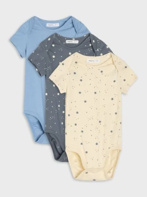 Sinsay - Bawełniane body z motywem gwiazdek 3 pack - niebieski