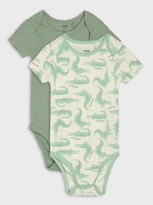 Sinsay - Bawełniane body z motywem krokodyli 2 pack - zielony