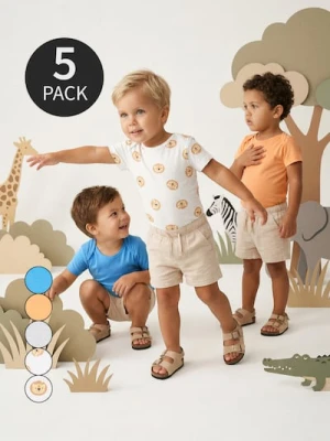 Sinsay - Bawełniane body z motywem lwa 5 pack - kremowy