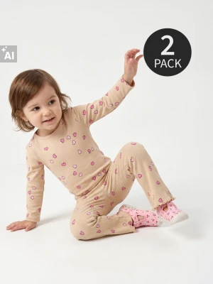 Sinsay - Bawełniane body z motywem serc 2 pack - beżowy