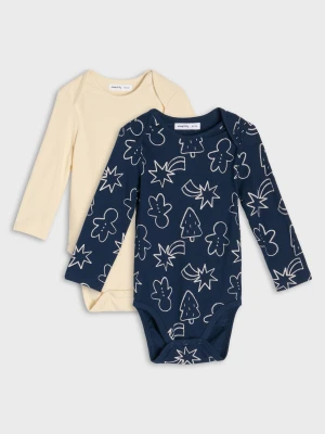 Sinsay - Bawełniane body z motywem świątecznym 2 pack - granatowy