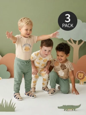 Sinsay - Bawełniane body z motywem tygrysa 3 pack - kremowy