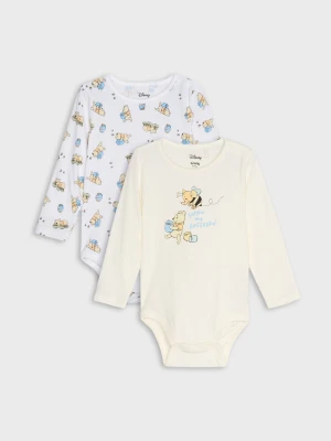 Sinsay - Bawełniane body z motywem Winnie the Pooh 2 pack - kremowy