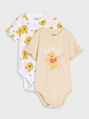 Sinsay - Bawełniane body z nadrukiem 2 pack - beżowy