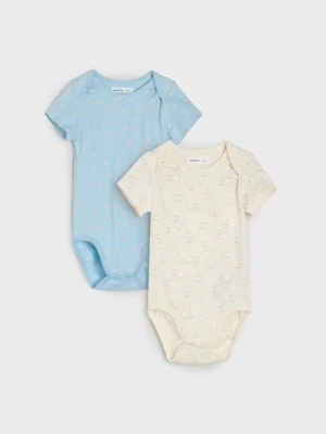 Sinsay - Bawełniane body z nadrukiem 2 pack - kremowy