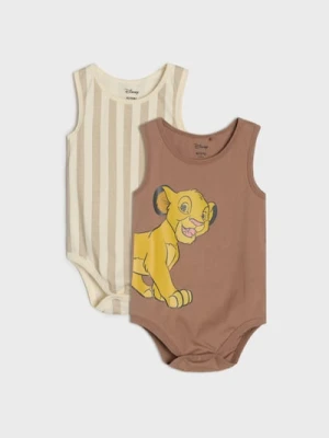 Sinsay - Bawełniane body z nadrukiem 2 pack Lion King - brązowy