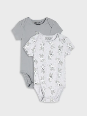 Sinsay - Bawełniane body z nadrukiem 2 pack Looney Tunes - szary