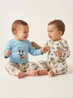 Sinsay - Bawełniane body z nadrukiem 2 pack Mickey Mouse - kremowy