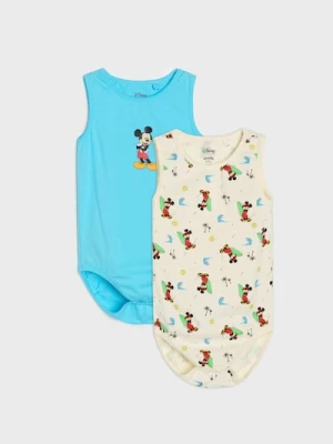 Sinsay - Bawełniane body z nadrukiem 2 pack Mickey Mouse - niebieski