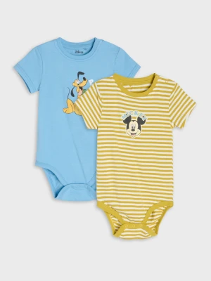 Sinsay - Bawełniane body z nadrukiem 2 pack Mickey Mouse - żółty