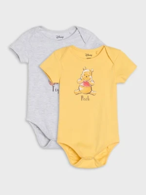 Sinsay - Bawełniane body z nadrukiem 2 pack Winnie the Pooh - kremowy