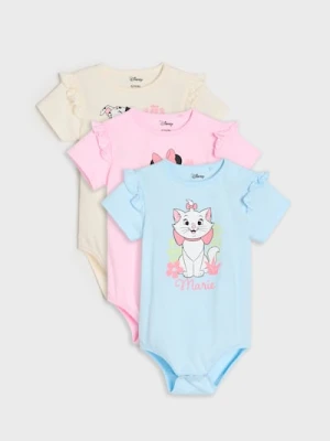 Sinsay - Bawełniane body z nadrukiem 3 pack Disney - różowy