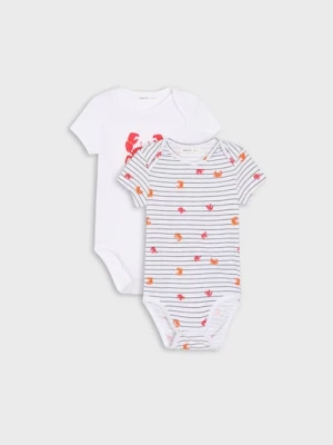 Sinsay - Bawełniane body z nadrukiem kraba - kremowy