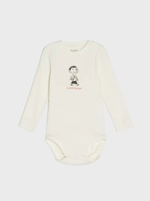 Sinsay - Bawełniane body z nadrukiem Le Petit Nicolas - kremowy