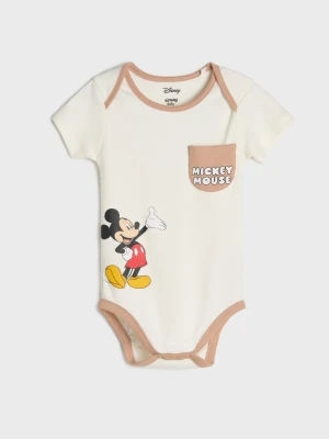 Sinsay - Bawełniane body z nadrukiem Mickey Mouse - kremowy