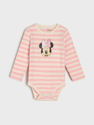 Sinsay - Bawełniane body z nadrukiem Minnie Mouse - kremowy